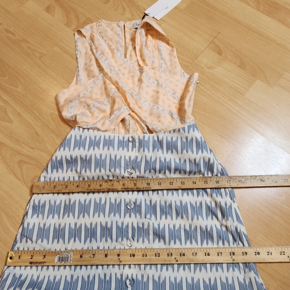 NWT Joie Silk Blend Flippa Midi Dress Criss Cross Front Blue Orange Size 2 - Picture 9 of 16